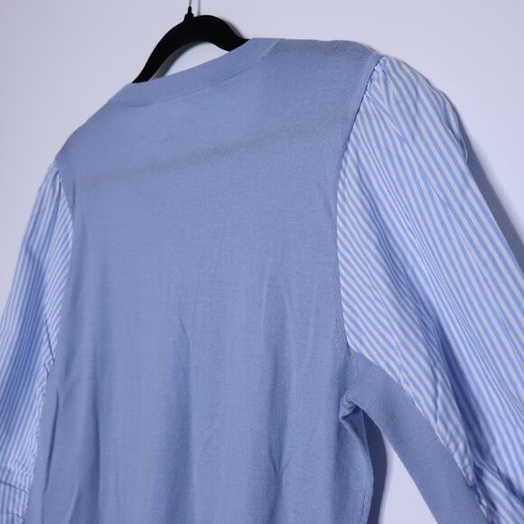 VERONICA BEARD NEW Adler Mixed Media Sweater Light Blue Merino Wool Women's XL - Picture 5 of 13